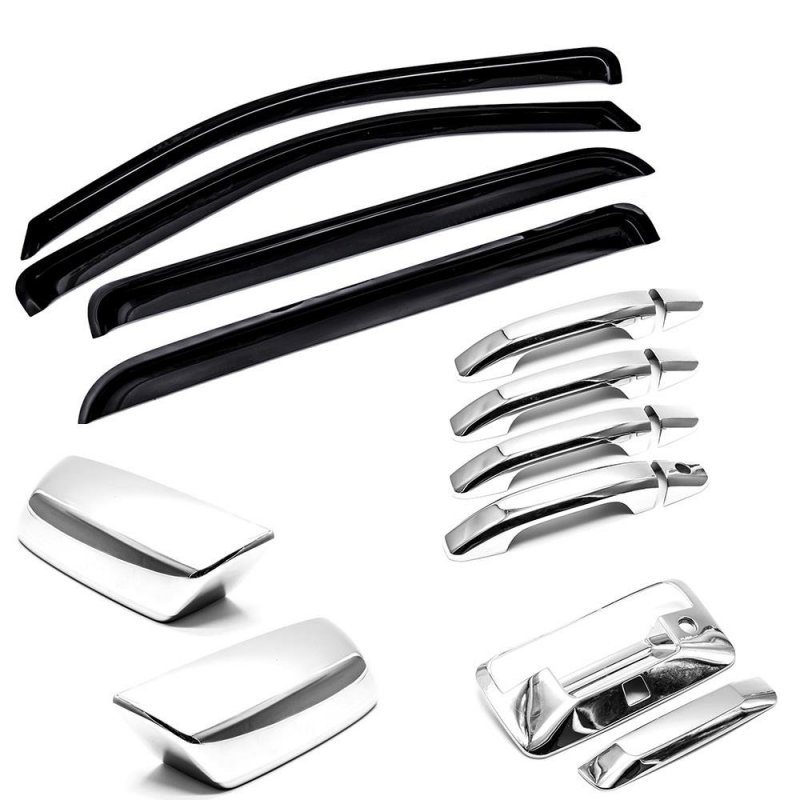 Smoked Window Visors Deflectors Handle Mirror And Tailgate Cover For 2014 2018 Chevrolet Silverado Gmc Sierra 1500 2500 3500
