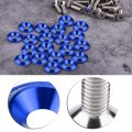 Qiilu 20pcs Aluminum Washers Bolts Universal Vehicle Bumper Fender Washer Bolt Engine Bay Dress Up Kit Blue