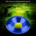 Qiilu 20pcs Aluminum Washers Bolts Universal Vehicle Bumper Fender Washer Bolt Engine Bay Dress Up Kit Blue