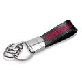 Nissan In Red Black Leather Strap Round Hook Metal Key Chain 