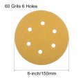 Uxcell 6 Holes Hook And Loop Sanding Discs 60 Grit Aluminum Oxide Sandpaper For Random Orbit Sander Wood Metal Wet Dry