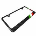 Ipick Image Real Black Carbon Fiber Italy Flag Off-center In Sports Stripe License Plate Frame