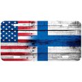 Aluminum License Plate Flag Of Finland Finn Finnish Wood Usa 