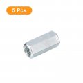 Uxcell 5pcs M6x10x20mm Coupling Nuts Galvanized Carbon Steel Hex Threaded Rod Coupler For Furniture Electronic Industrial