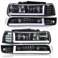 Led Drl Headlights For 1999 2000 2001 200 2003 2004 2005 2006 Silverado Suburban Bumper Headlamps Clear Lens Black Housing 