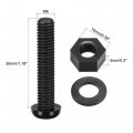 Uxcell Nylon Screw Nut Washer Assortment Kit M6x30mm Round Head Machine Bolt Nuts Flat Washers Black 20 Set