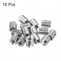 Uxcell Self Tapping Threaded Inserts 15pcs Inner M3-0 5 Outer M5x6 303 Stainless Steel Slotted Thread Repair Nuts