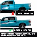 Ecotric Cab Corners Compatible With 2009-2014 Ford F150 Crew Corner -1 Pair 2 Pcs Pickup Truck 4 Door Steel Matte Black