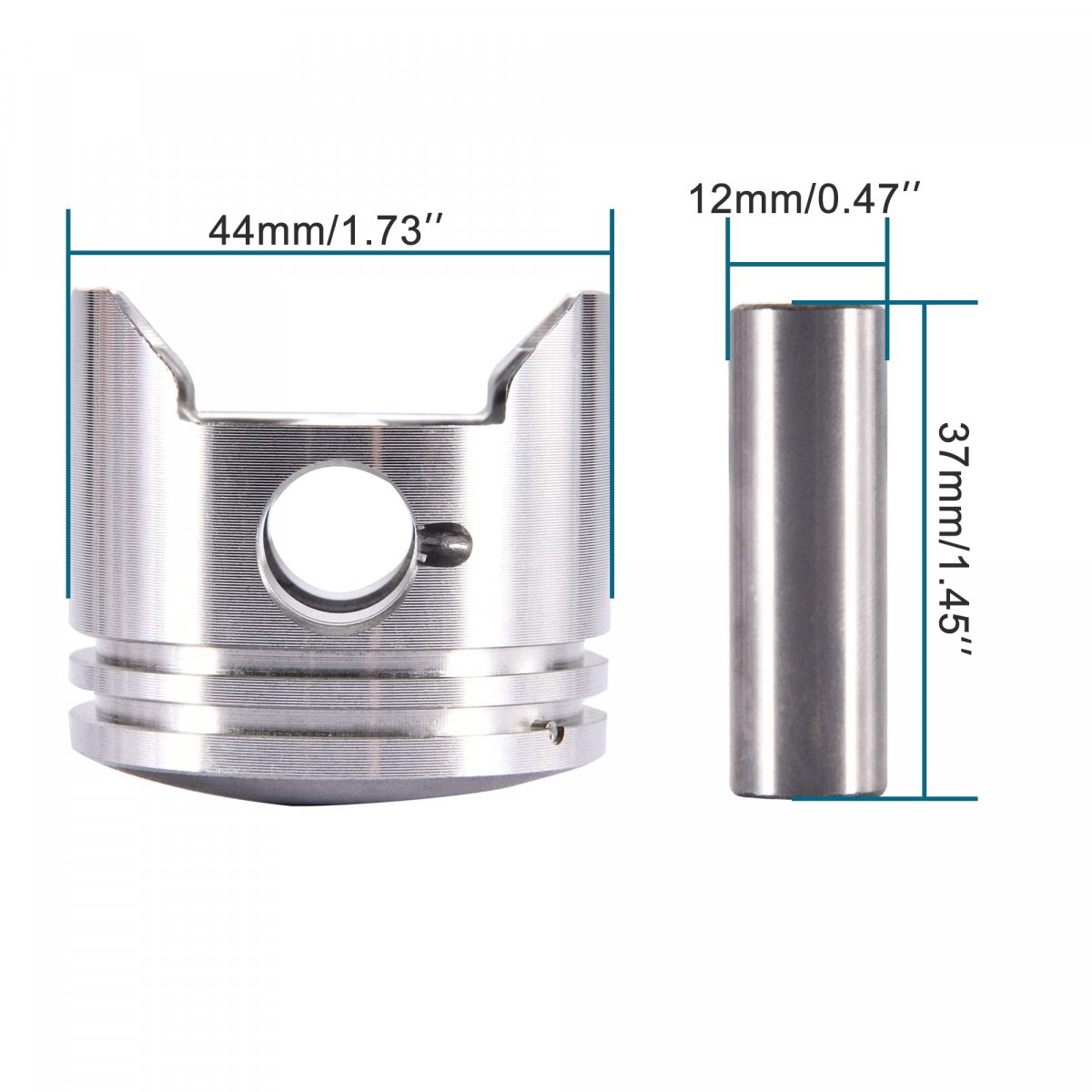 44mm Piston Assembly Kit For 2 Stroke 49cc 44 6 Pocket Bike Dirt Mini Moto Atv Quad 4 Wheeler 1 73 In Width K082-055