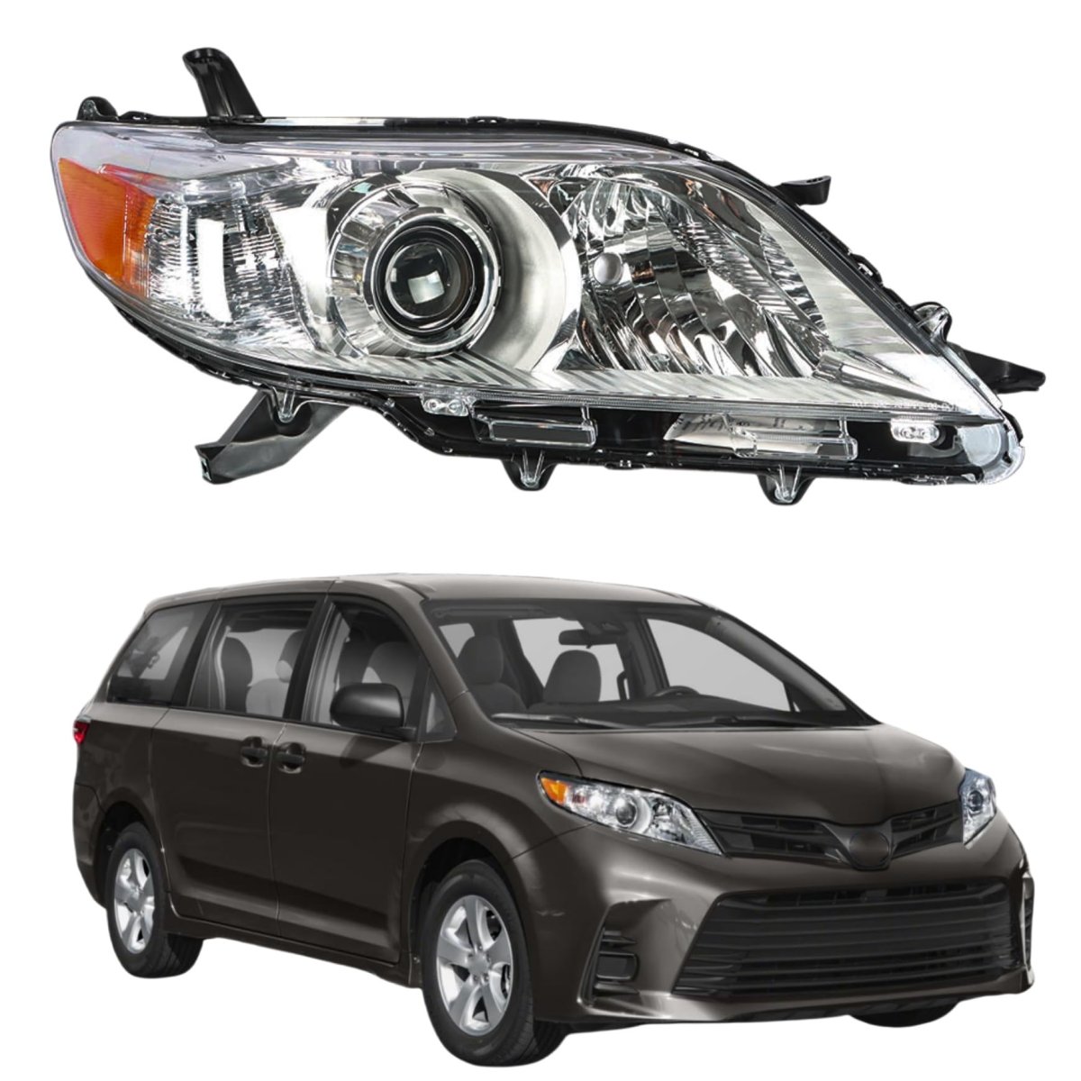 Passenger Side Headlight Assembly For Sienna 2011 2018 Halogen Chrome Housing Headlamp 8111008032 Replacement