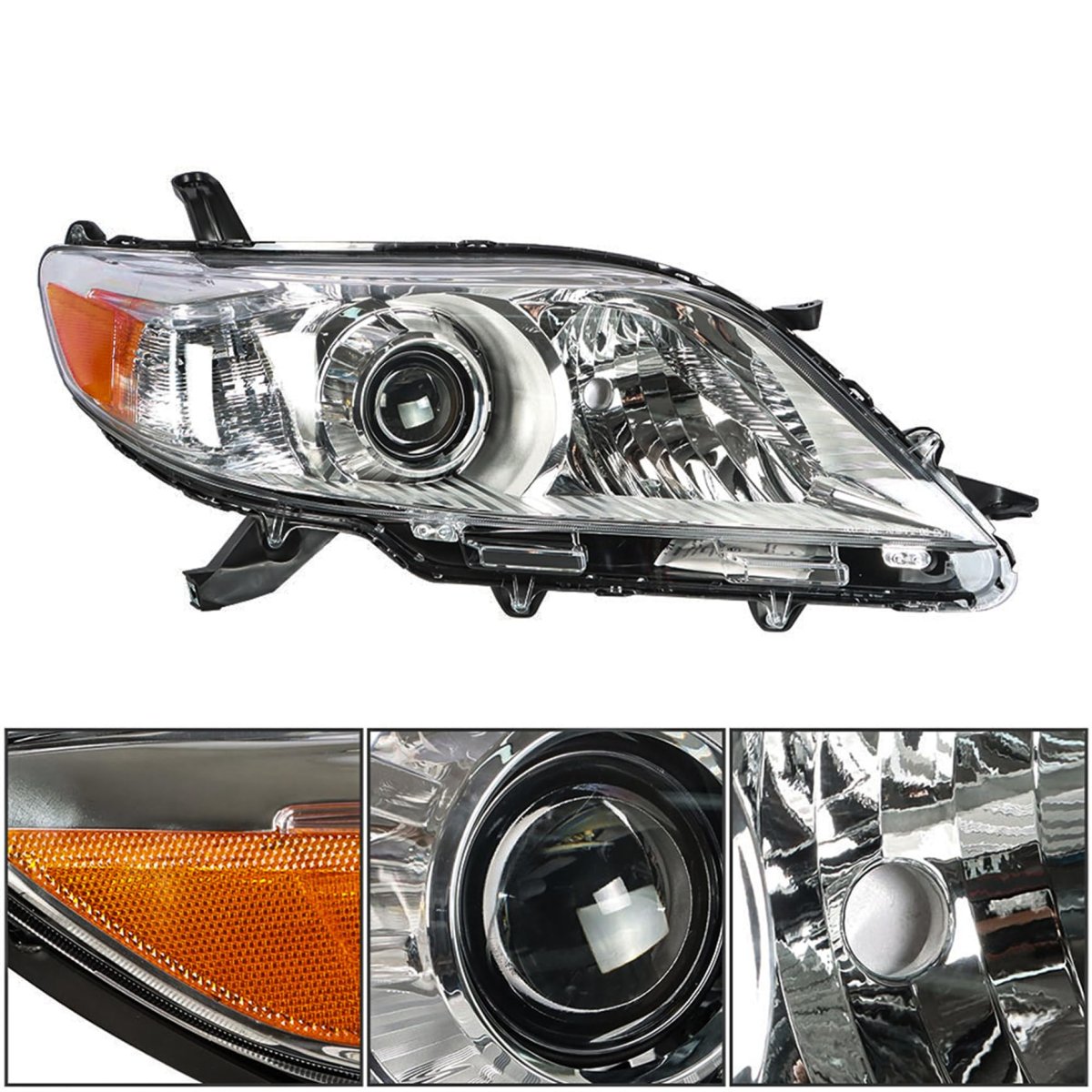Passenger Side Headlight Assembly For Sienna 2011 2018 Halogen Chrome Housing Headlamp 8111008032 Replacement