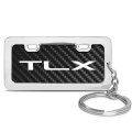 Acura Tlx Black Real Carbon Fiber Chrome License-frame-style Key Chain Official Licensed 