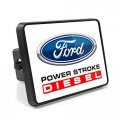 Ipick Image Compatible With Ford Power-stroke Diesel Uv Graphic White Metal Plate On Abs Plastic 2 Inch Tow Hitch Cover
