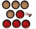 4 Red And Clear Lens Amber In Round Led Stop Brake Turn Tail Lights With Grommet Plug For Truck Trailer Rv Waterproof Dot 