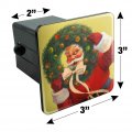 Christmas Holiday Santa Wreath Ribbon Swirl Tow Trailer Hitch Cover Plug Insert