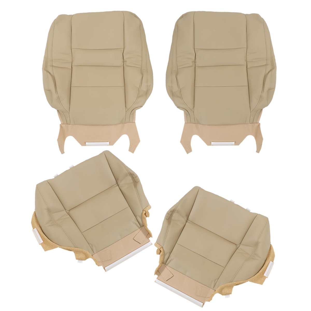 Artificial Leather Front Driver And Passenger Side Bottom Top Lean Back Seat Cover Tan Replacement For Accord 2008-2012