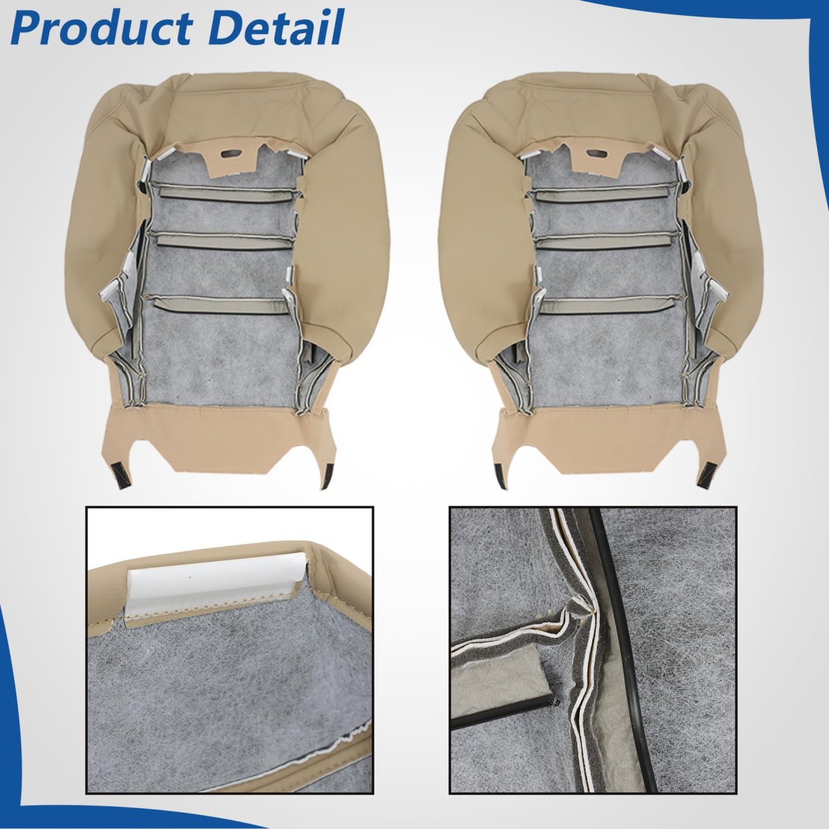Artificial Leather Front Driver And Passenger Side Bottom Top Lean Back Seat Cover Tan Replacement For Accord 2008-2012