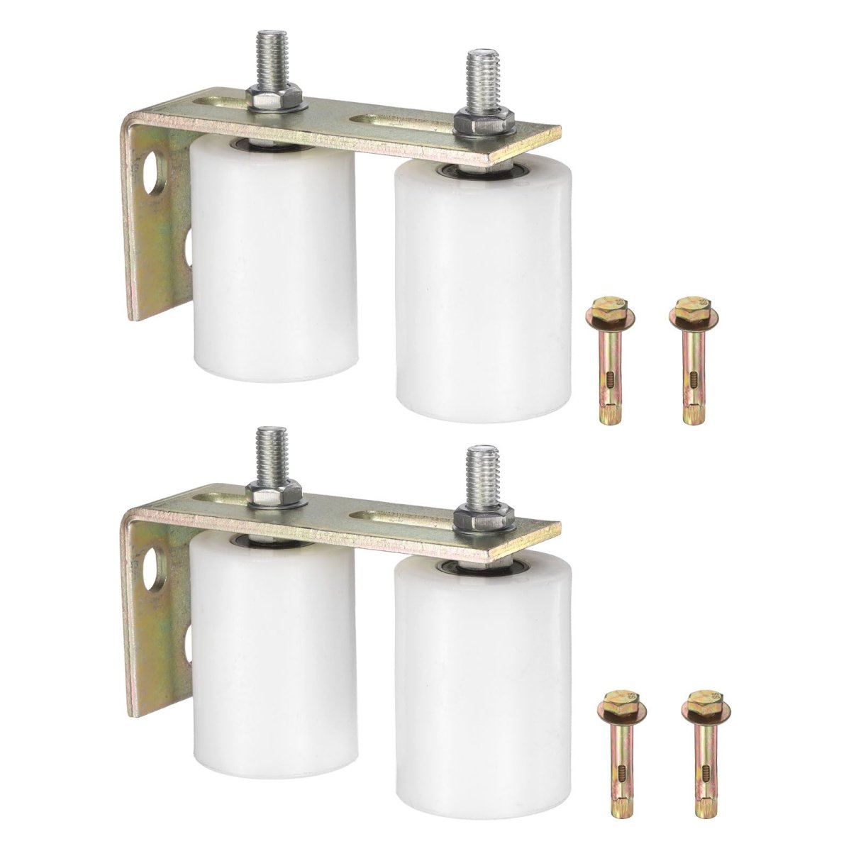 2 Set Slide Gate Guide Roller Kit 3 15 In L Rear Post Bracket Nylon Rollers Adjustable Sliding Hardware For Barn Doors And