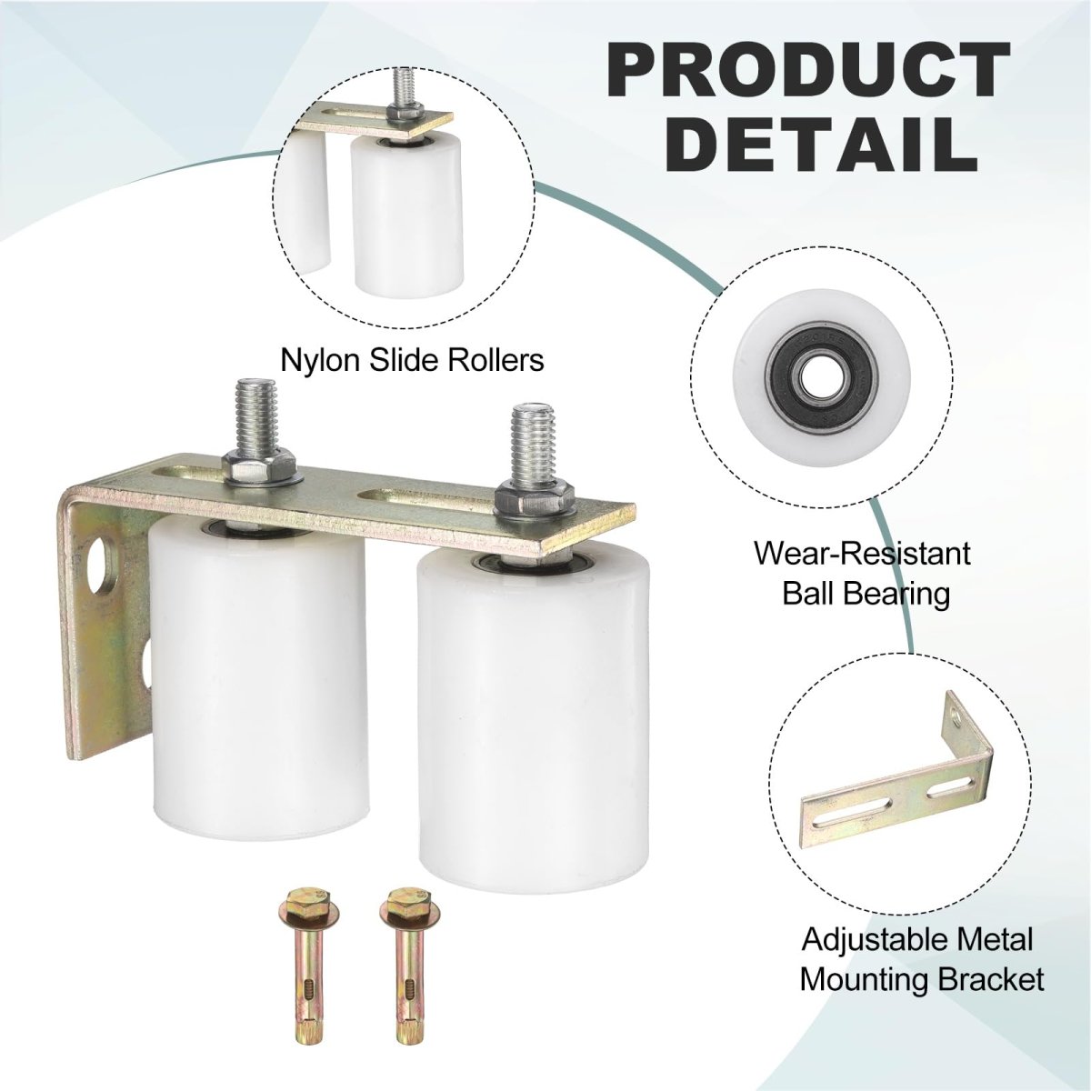 2 Set Slide Gate Guide Roller Kit 3 15 In L Rear Post Bracket Nylon Rollers Adjustable Sliding Hardware For Barn Doors And