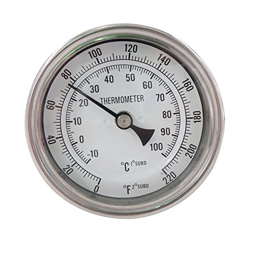 Ferroday Stainless Steel Thermometer with Lock Nut , Flat Washer, O-ring,0-220 Homebrew Kettle