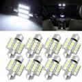 31mm De3175 3022 3021 5050 12smd Festoon Led Bulb Replacement Fit For Interior Dome Map Light 8pack White 