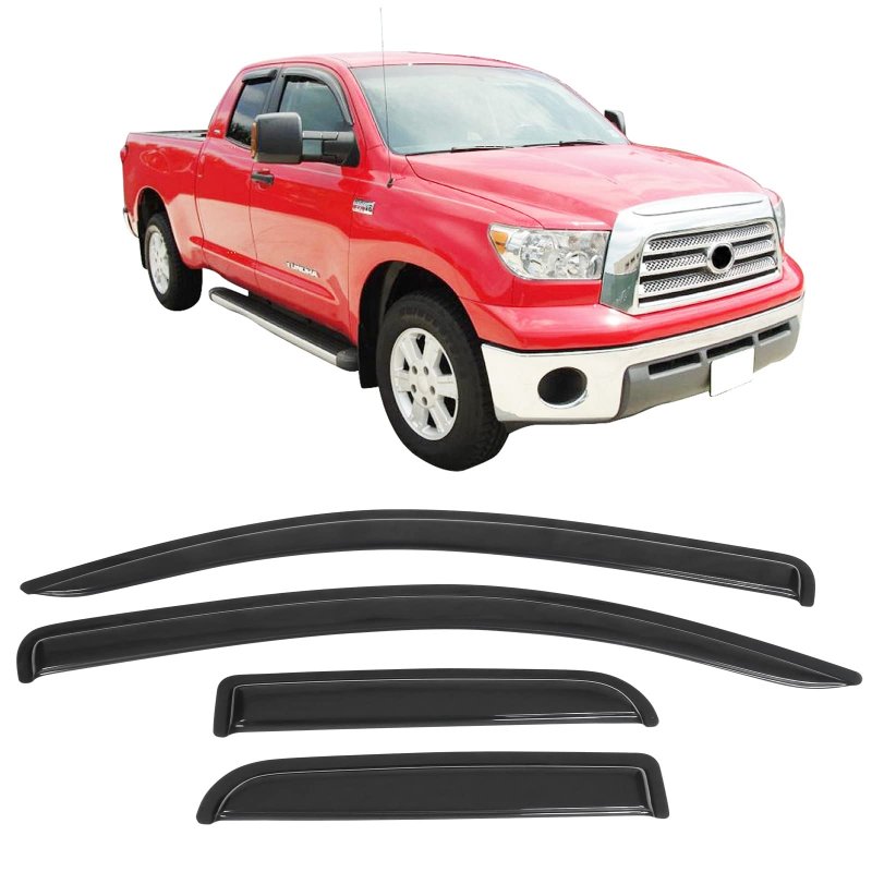 Window Visors For 2007 To 2021 Toyota Tundra Double Cab Slim Style Smoke Tinted Acrylic Sun Rain Guards 4 Piece Set