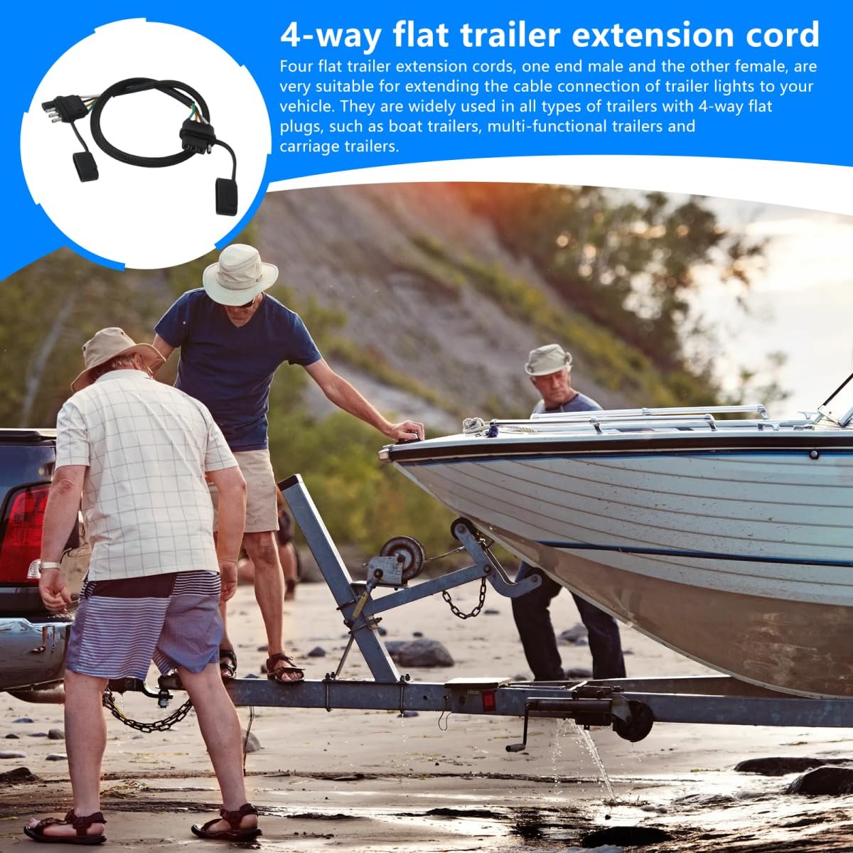 16 Awg 4 Pin Flat Trailer Extension 12 Inch Way Connector Pure Copper Wire Loom Tubing Protection For Boat Utility And Horse