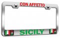 Con Affetto Sicily Italian Italy Chrome Metal License Plate Frame Tag Holder R2 