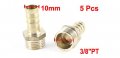 Uxcell 5 Pcs 3 8 Pt Male Thread To 10mm Hose Barb Brass Straight Coupling Fitting