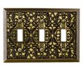 Amerelle 65tttab Filigree Cast Metal Triple Toggle Wallplate Antique Brass 