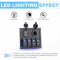 Bunker Indust 4 Gang Rocker Switch Aluminum Panel With Dual Usb Port Charger Socket Cigarette Lighter Blue Led Light Waterproof