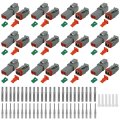 102pcs Dt Gray Connector Kit A 2 Pin 12 Sets For Deutsch Size 16 Solid Contacts Waterproof Truck Off-road Marine Motorcycle 