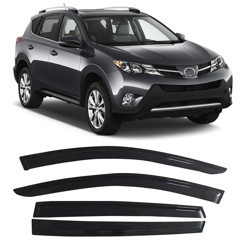 Window Visors For 2013-2018 Toyota Rav4 Acrylic Dark Smoke 4pcs Sun Rain Shade Guard Wind Vent Air Deflector By Ikon
