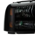 G-plus Headlights Assembly Compatible With 2005-2007 Ford F250 F350 Super Duty Bumper Headlamp Smoky Lens Black Housing Amber