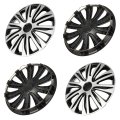 4pcs 17 In Full Hub Cap Wheel Cover Black And Silver Rim Hubcaps With Adjustable Retention System For Various Vehicle Models
