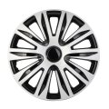 4pcs 17 In Full Hub Cap Wheel Cover Black And Silver Rim Hubcaps With Adjustable Retention System For Various Vehicle Models
