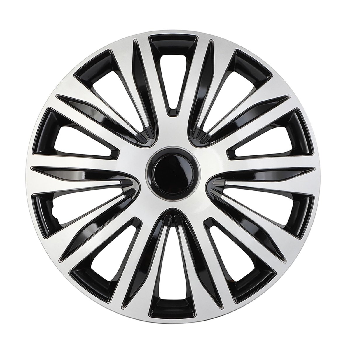 4pcs 17 In Full Hub Cap Wheel Cover Black And Silver Rim Hubcaps With Adjustable Retention System For Various Vehicle Models