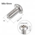 Uxcell M8x16mm Torx Security Machine Screw 20pcs Pan Head Screws Inside Column 304 Stainless Steel Fasteners Bolts
