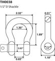 Temco 1 2 D Ring Bow Shackle Screw Pin Clevis Rigging Jeep Towing Ton