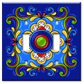 Art Plates Decorative Light Switch Cover Metal Wall Plate 2 Gang Toggle Dark Blue Mexican Talavera Tile Printed Image 