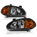 Matte Black Headlight Amber Turn Signal Corner Lamp Assembly For 1993-1997 Honda Del Sol Driver And Passenger Side 