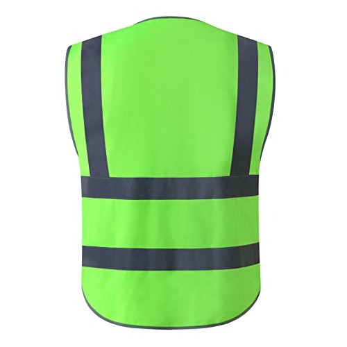 Jksafety 9 Pockets Class 2 High Visibility Zipper Front Safety Vest With Reflective Strips Meets Ansi Isea Standards Medium