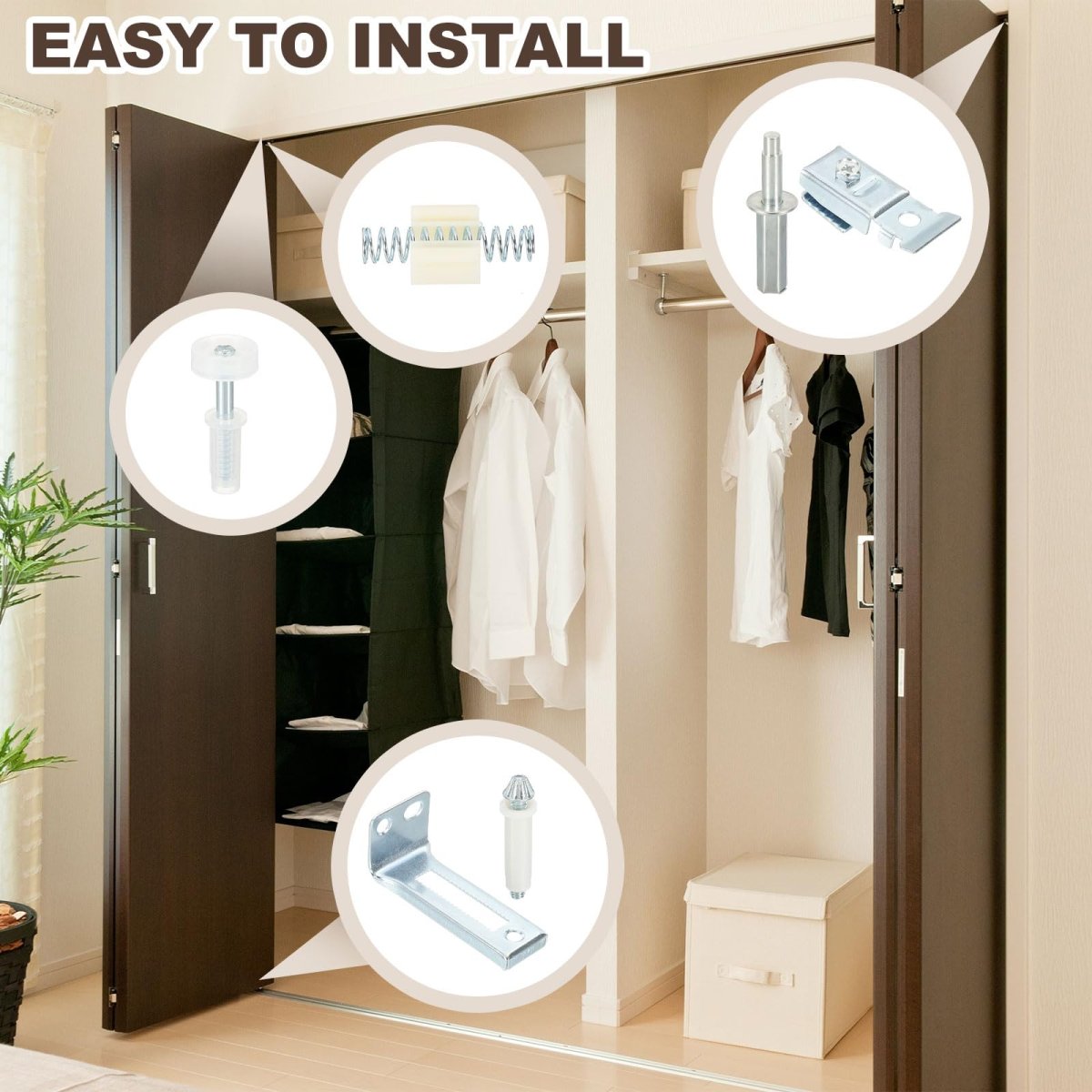 2 Pack Bifold Door Hardware Bi-fold Sliding Closet Repair Kit Included Guides Wheel Top Pivot And Guide For Folding Doors