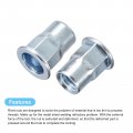 Uxcell 5 16-18 Half Hex Body Rivet Nuts 60pcs Zinc Plated Carbon Steel Flat Head Threaded Insert For Metal Plastic