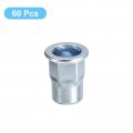 Uxcell 5 16-18 Half Hex Body Rivet Nuts 60pcs Zinc Plated Carbon Steel Flat Head Threaded Insert For Metal Plastic