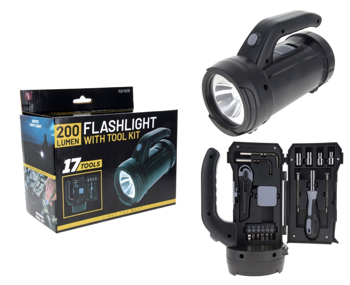 Se 200 Lumen Led Flashlight With 17-piece Built-in Tool Kit