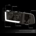 Led Drl L-bar Smoked Housing Clear Corner Headlight Lamps Tool Kit Compatible With Dodge Ram Truck 94-02