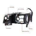 Led Drl L-bar Smoked Housing Clear Corner Headlight Lamps Tool Kit Compatible With Dodge Ram Truck 94-02