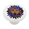 Gotham Decor Mexican Talavera Fancy Sun Design Ceramic Drawer Knob 