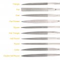 Diamond Needle File Set 5mm X 180mm Handles 10pcs Includes Round Square Cutter Double Half Flat Triangle Oval Pointed